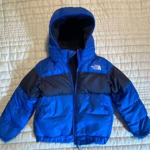 The North Face toddler winter coat, 3T, blue with navy stripe